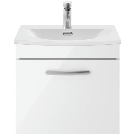 Nuie Athena 500mm Wall Hung 1 Drawer Vanity Unit & Basin Gloss White ATH013G