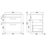 Nuie Athena 500mm Wall Hung 2 Drawer Vanity Unit & Basin Anthracite Woodgrain ATH018B LD