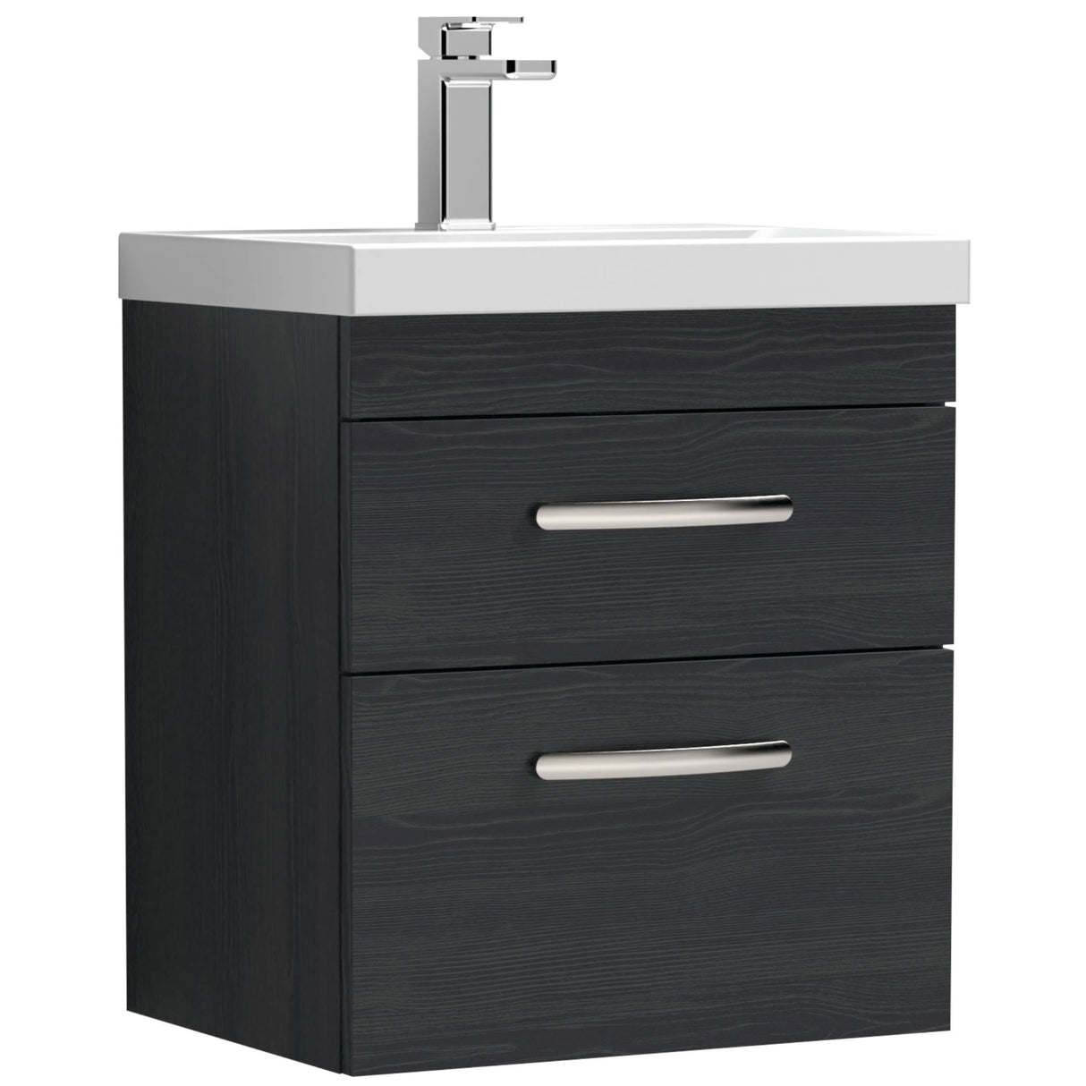 Nuie Athena 500mm Wall Hung 2 Drawer Vanity Unit & Basin Charcoal Black ATH019A