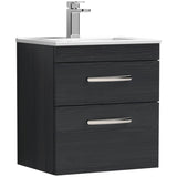 Nuie Athena 500mm Wall Hung 2 Drawer Vanity Unit & Basin Charcoal Black ATH019B