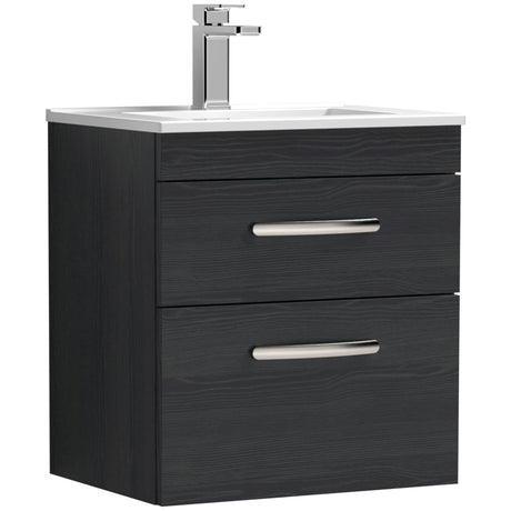 Nuie Athena 500mm Wall Hung 2 Drawer Vanity Unit & Basin Charcoal Black ATH019B