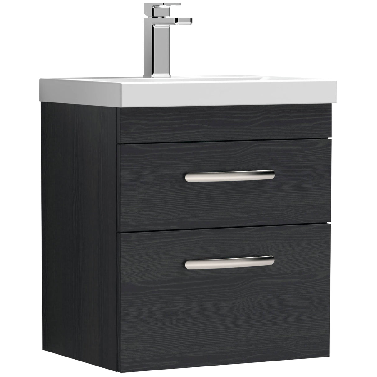 Nuie Athena 500mm Wall Hung 2 Drawer Vanity Unit & Basin Charcoal Black ATH019D