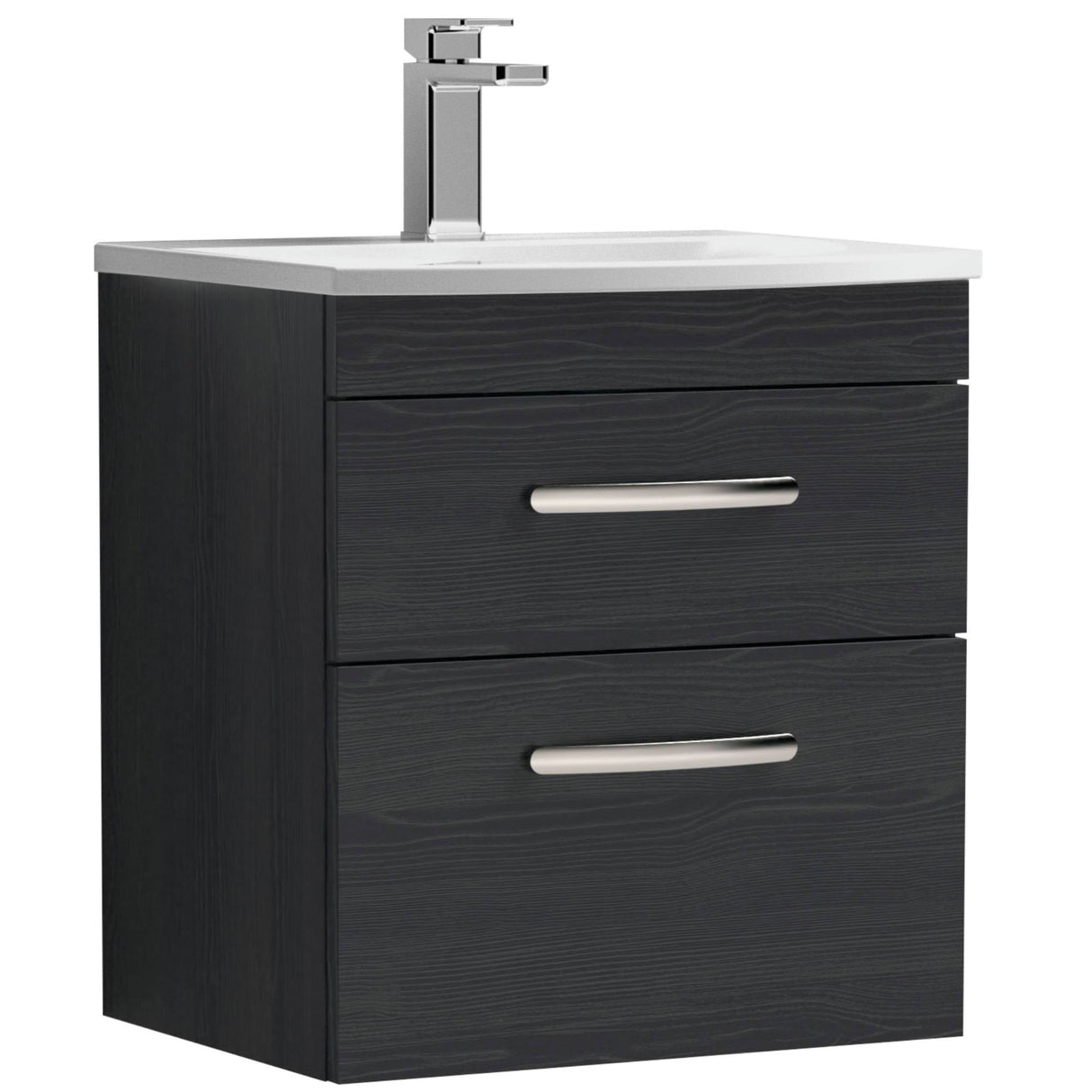 Nuie Athena 500mm Wall Hung 2 Drawer Vanity Unit & Basin Charcoal Black ATH019G