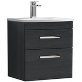 Nuie Athena 500mm Wall Hung 2 Drawer Vanity Unit & Basin Charcoal Black ATH019G