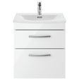 Nuie Athena 500mm Wall Hung 2 Drawer Vanity Unit & Basin Gloss White ATH020G