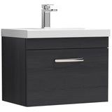 Nuie Athena 600mm Wall Hung 1 Drawer Vanity Unit & Basin Charcoal Black ATH040A