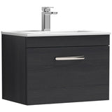Nuie Athena 600mm Wall Hung 1 Drawer Vanity Unit & Basin Charcoal Black ATH040B