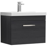 Nuie Athena 600mm Wall Hung 1 Drawer Vanity Unit & Basin Charcoal Black ATH040D