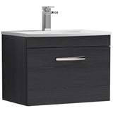 Nuie Athena 600mm Wall Hung 1 Drawer Vanity Unit & Basin Charcoal Black ATH040G