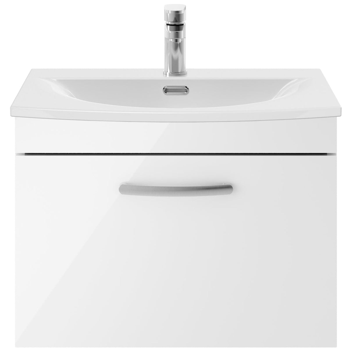 Nuie Athena 600mm Wall Hung 1 Drawer Vanity Unit & Basin Gloss White ATH041G