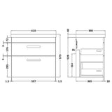 Nuie Athena 600mm Wall Hung 2 Drawer Vanity Unit & Basin Charcoal Black ATH047A LD