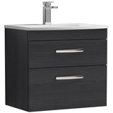 Nuie Athena 600mm Wall Hung 2 Drawer Vanity Unit & Basin Charcoal Black ATH047G