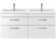 Nuie Athena 1200mm Wall Hung Double Basin Vanity Unit & Basin, 4 Drawers Gloss White ATH048F
