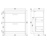 Nuie Athena 800mm Freestanding 2 Drawer Vanity Unit & Basin Anthracite Woodgrain ATH053A LD