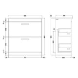 Nuie Athena 800mm Freestanding 2 Drawer Vanity Unit & Basin Anthracite Woodgrain ATH053B LD