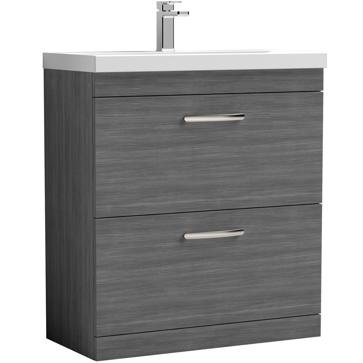 Nuie Athena 800mm Freestanding 2 Drawer Vanity Unit & Basin Anthracite Woodgrain ATH053D