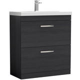 Nuie Athena 800mm Freestanding 2 Drawer Vanity Unit & Basin Charcoal Black ATH054A
