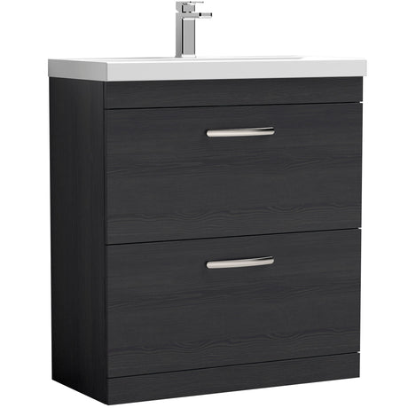 Nuie Athena 800mm Freestanding 2 Drawer Vanity Unit & Basin Charcoal Black ATH054A