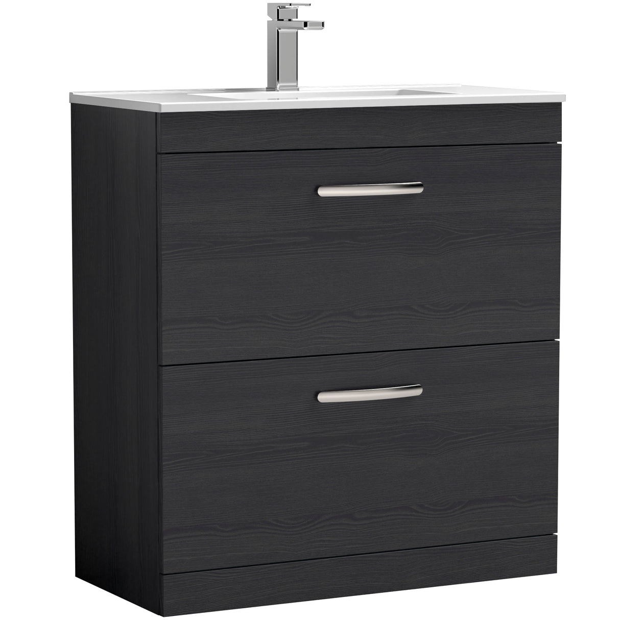 Nuie Athena 800mm Freestanding 2 Drawer Vanity Unit & Basin Charcoal Black ATH054B