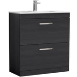 Nuie Athena 800mm Freestanding 2 Drawer Vanity Unit & Basin Charcoal Black ATH054B