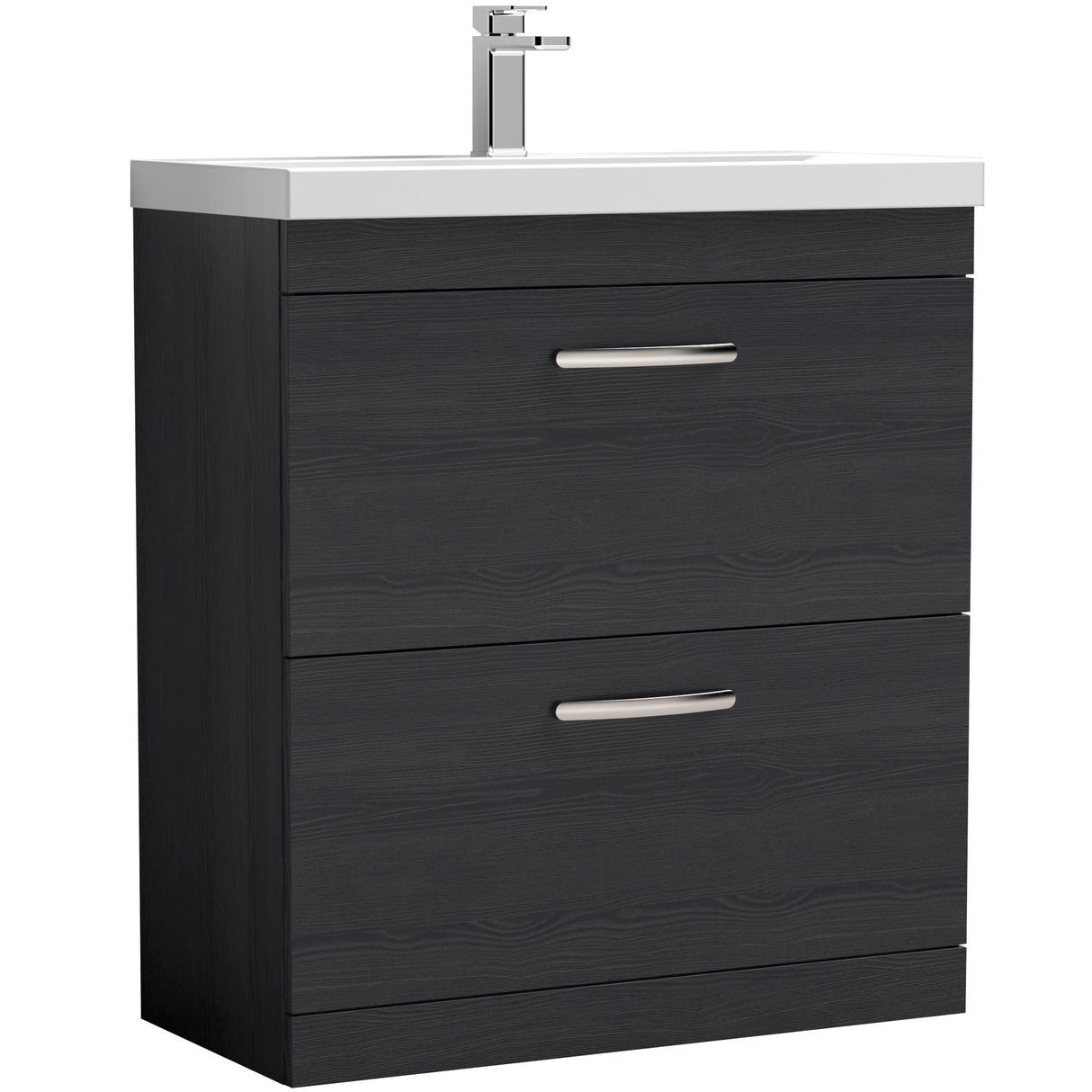 Nuie Athena 800mm Freestanding 2 Drawer Vanity Unit & Basin Charcoal Black ATH054D
