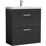 Nuie Athena 800mm Freestanding 2 Drawer Vanity Unit & Basin Charcoal Black ATH054D