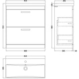 Nuie Athena 800mm Freestanding 2 Drawer Vanity Unit & Basin Charcoal Black ATH054D LD