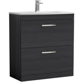 Nuie Athena 800mm Freestanding 2 Drawer Vanity Unit & Basin Charcoal Black ATH054G