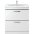 Nuie Athena 800mm Freestanding 2 Drawer Vanity Unit & Basin Gloss White ATH055A