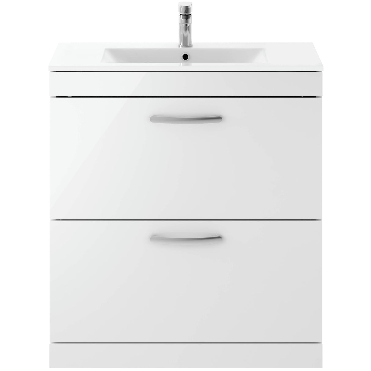 Nuie Athena 800mm Freestanding 2 Drawer Vanity Unit & Basin Gloss White ATH055B