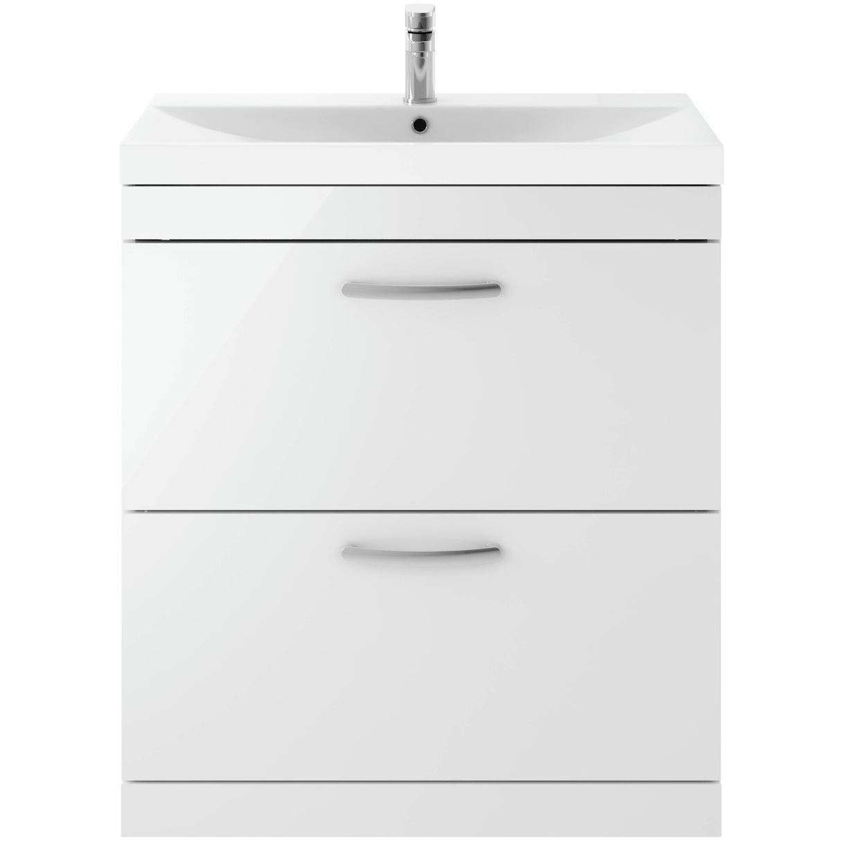 Nuie Athena 800mm Freestanding 2 Drawer Vanity Unit & Basin Gloss White ATH055D