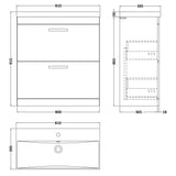 Nuie Athena 800mm Freestanding 2 Drawer Vanity Unit & Basin Gloss White ATH055D LD