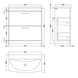Nuie Athena 800mm Freestanding 2 Drawer Vanity Unit & Basin Gloss White ATH055G LD