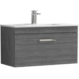 Nuie Athena 800mm Wall Hung 1 Drawer Vanity Unit & Basin Anthracite Woodgrain ATH060B