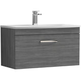 Nuie Athena 800mm Wall Hung 1 Drawer Vanity Unit & Basin Anthracite Woodgrain ATH060G