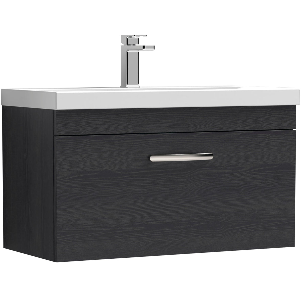 Nuie Athena 800mm Wall Hung 1 Drawer Vanity Unit & Basin Charcoal Black ATH061A
