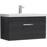 Nuie Athena 800mm Wall Hung 1 Drawer Vanity Unit & Basin Charcoal Black ATH061A