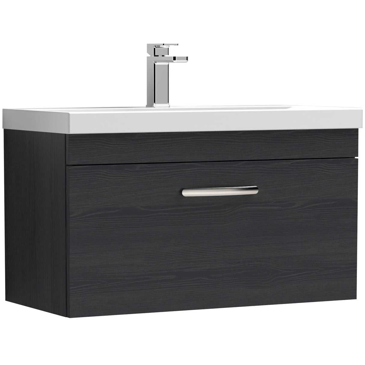 Nuie Athena 800mm Wall Hung 1 Drawer Vanity Unit & Basin Charcoal Black ATH061D