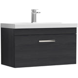 Nuie Athena 800mm Wall Hung 1 Drawer Vanity Unit & Basin Charcoal Black ATH061D