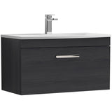 Nuie Athena 800mm Wall Hung 1 Drawer Vanity Unit & Basin Charcoal Black ATH061G