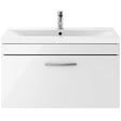 Nuie Athena 800mm Wall Hung 1 Drawer Vanity Unit & Basin Gloss White ATH062A