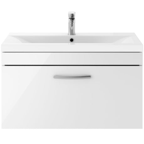 Nuie Athena 800mm Wall Hung 1 Drawer Vanity Unit & Basin Gloss White ATH062A