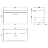 Nuie Athena 800mm Wall Hung 1 Drawer Vanity Unit & Basin Gloss White ATH062D LD
