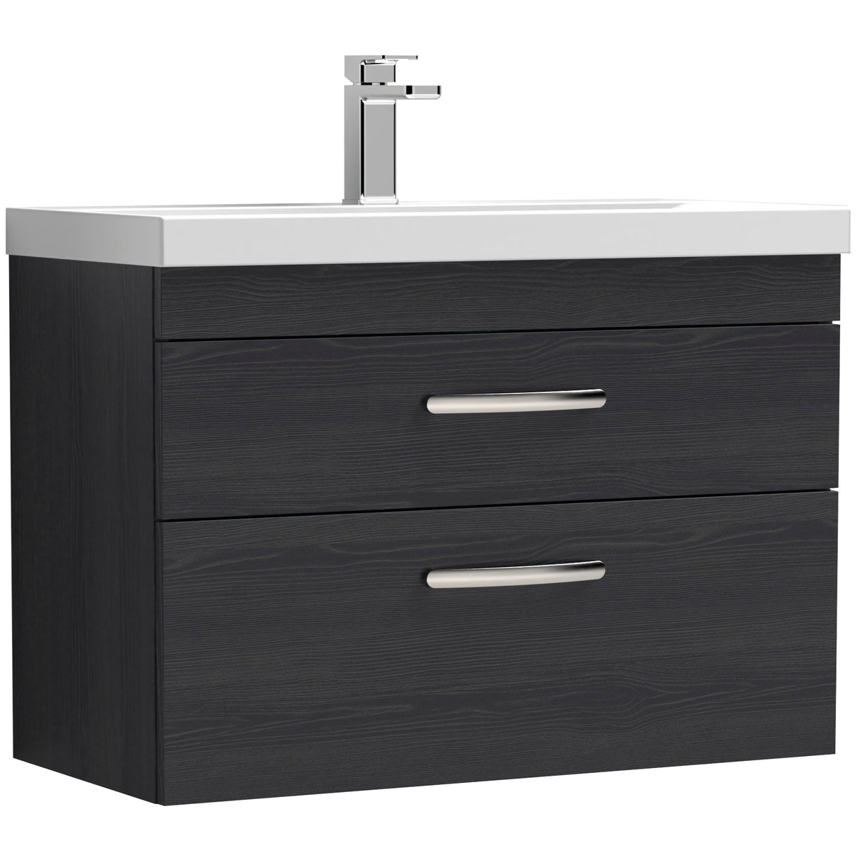 Nuie Athena 800mm Wall Hung 2 Drawer Vanity Unit & Basin Charcoal Black ATH068A
