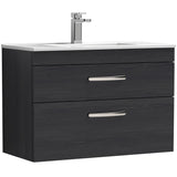 Nuie Athena 800mm Wall Hung 2 Drawer Vanity Unit & Basin Charcoal Black ATH068B