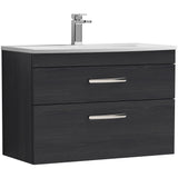 Nuie Athena 800mm Wall Hung 2 Drawer Vanity Unit & Basin Charcoal Black ATH068G