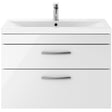 Nuie Athena 800mm Wall Hung 2 Drawer Vanity Unit & Basin Gloss White ATH069A