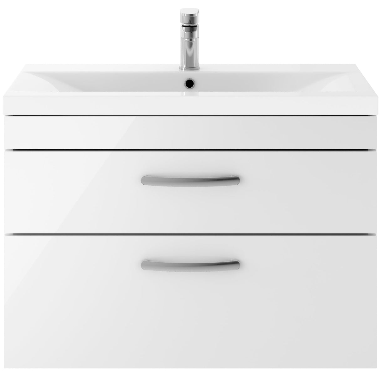 Nuie Athena 800mm Wall Hung 2 Drawer Vanity Unit & Basin Gloss White ATH069A