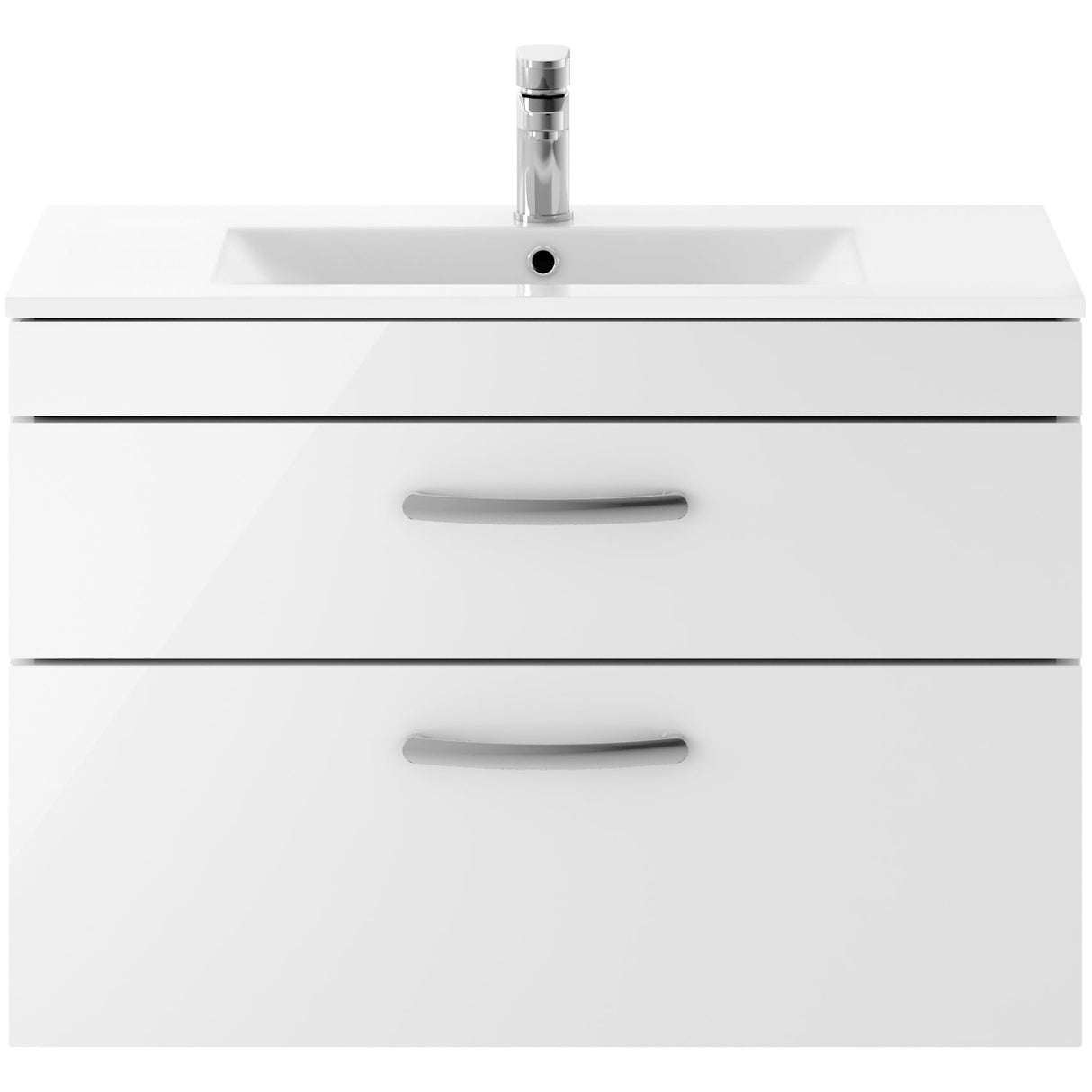 Nuie Athena 800mm Wall Hung 2 Drawer Vanity Unit & Basin Gloss White ATH069B