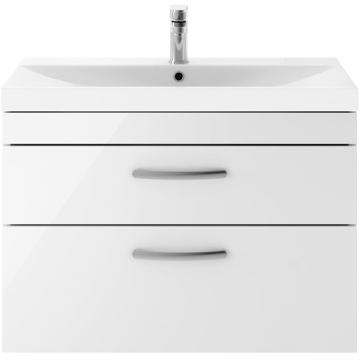 Nuie Athena 800mm Wall Hung 2 Drawer Vanity Unit & Basin Gloss White ATH069D